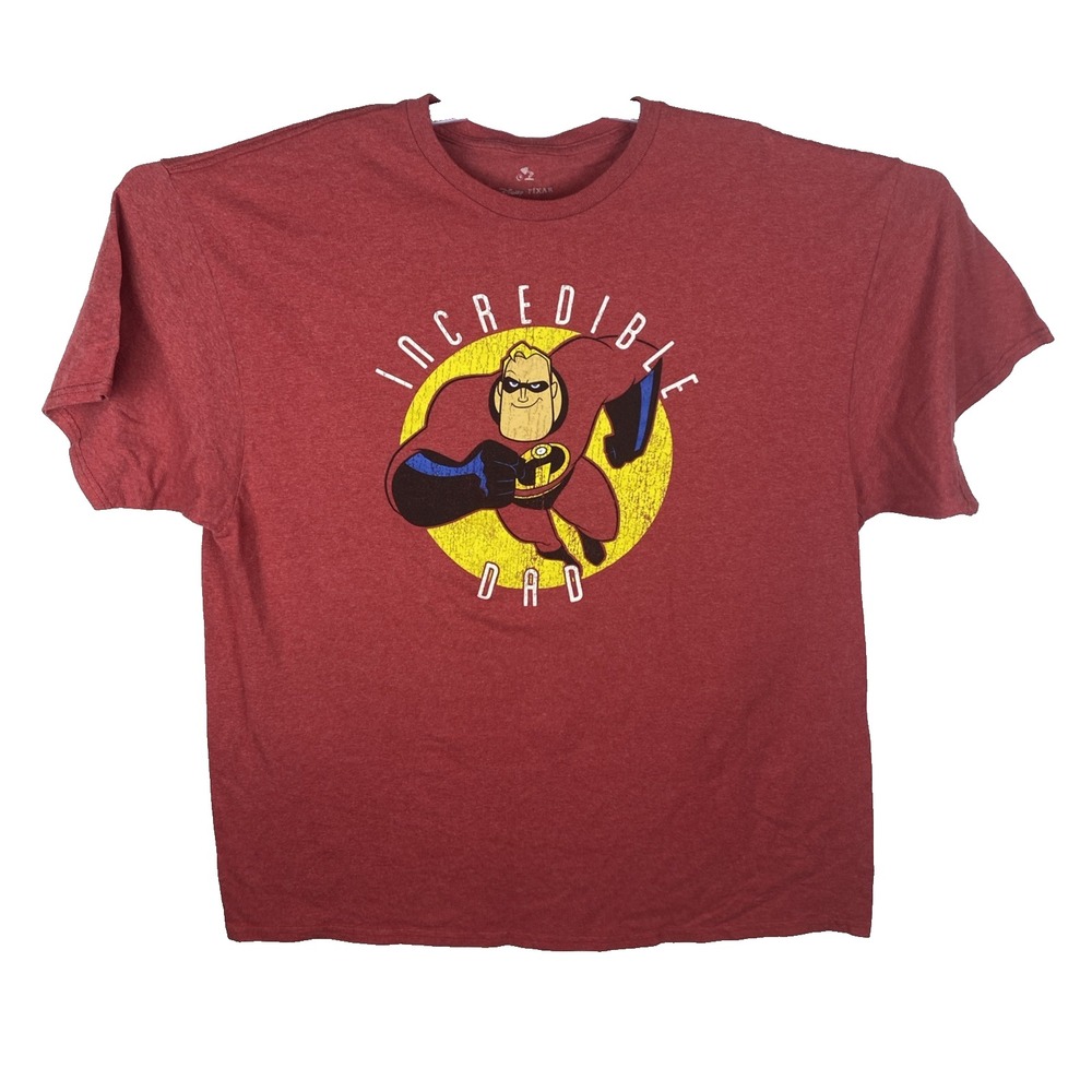 Incredible Dad Disney Pixar 2XL Mens Red Yellow Superhero‎ Fathers Day Gift